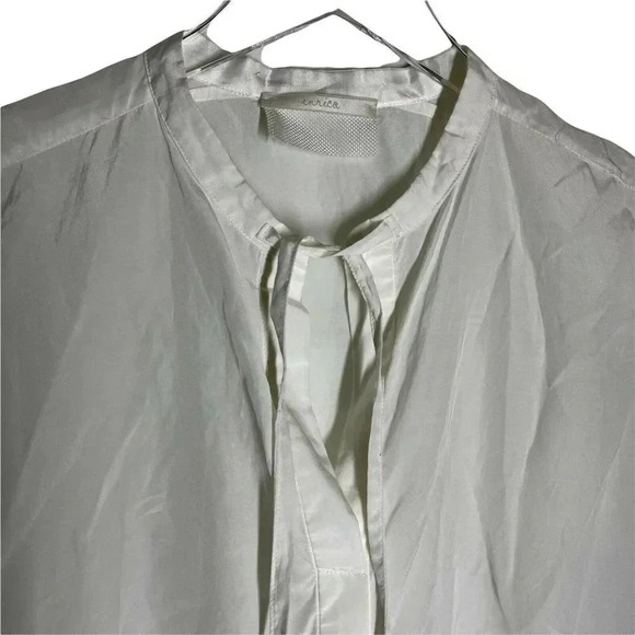 ENRICA Japan size 38 (Small) white blouse ties at neck silk cotton blend top - Picture 3 of 8
